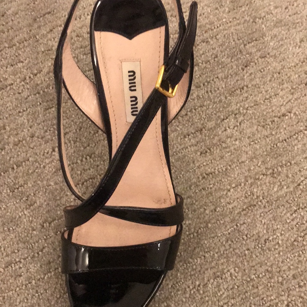 Miu Miu Vernice Strappy High Heel Sandals 38 1/2 Women Black Patent Leather - Picture 3 of 8